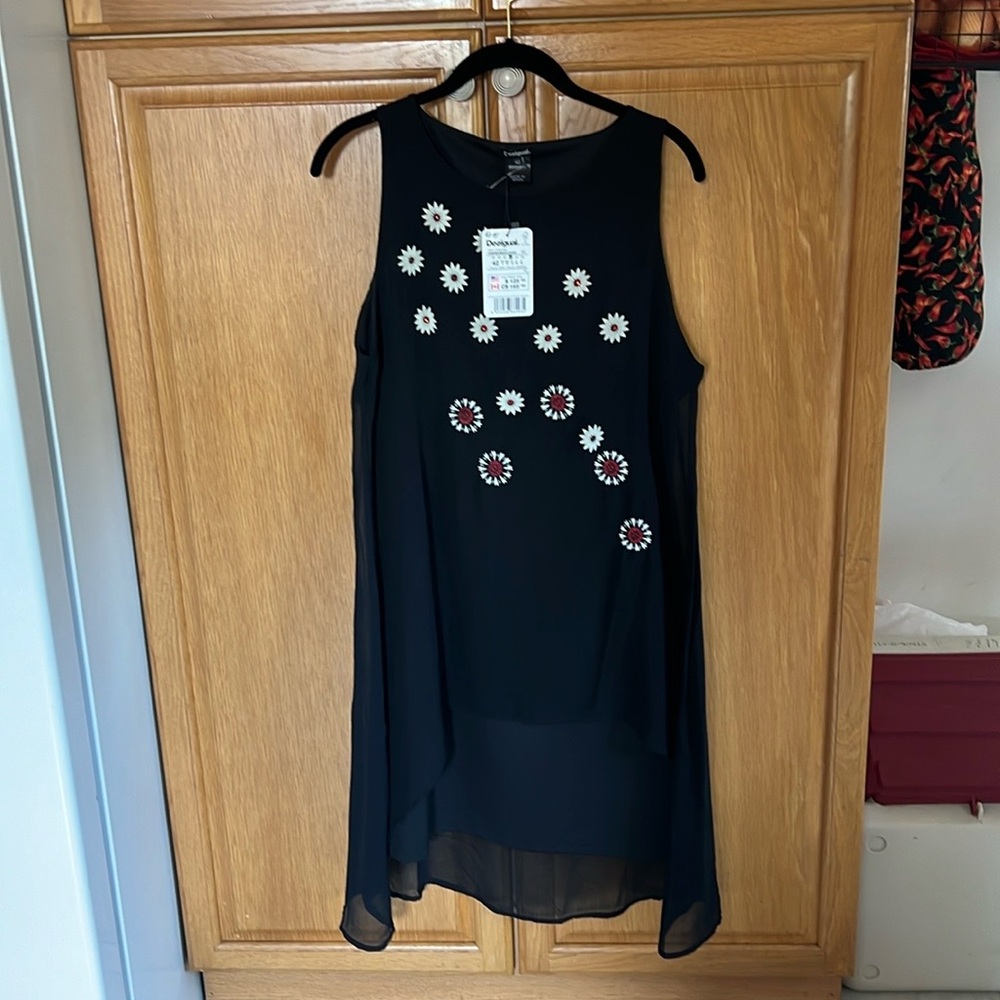 Desigual Dress black with sheer overlay